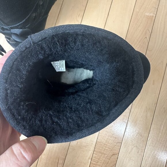 UGG Classic Lace Black Boots Booties Corset Black Size 7 - Picture 7 of 10